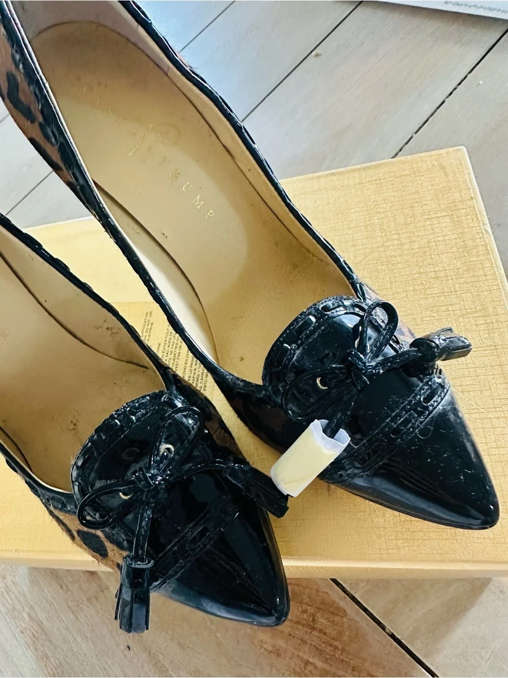 Nordstrom Leopard-Print Pointed Toe Heels with Black Tassel Trim